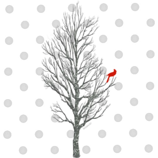 Winter Tree W Cardinal Bird Digital Files