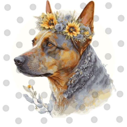 Cute Australian Cattle Sunflower Dog Breed Pet Pup Digital Files