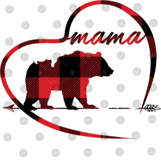 Mama Bear 3 Cubs Red Buffalo Plaid Heart For Mom Digital Files
