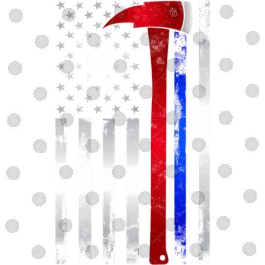 Thin Red Blue Line American Flag Axe Firefighter Digital Files
