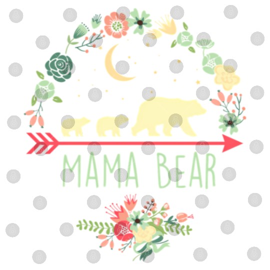 Floral Mama Bear With 2 Cubs Digital Files