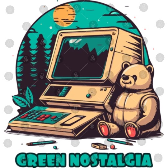 Green Nostalgia Toy Bear Nature Computer Digital Files