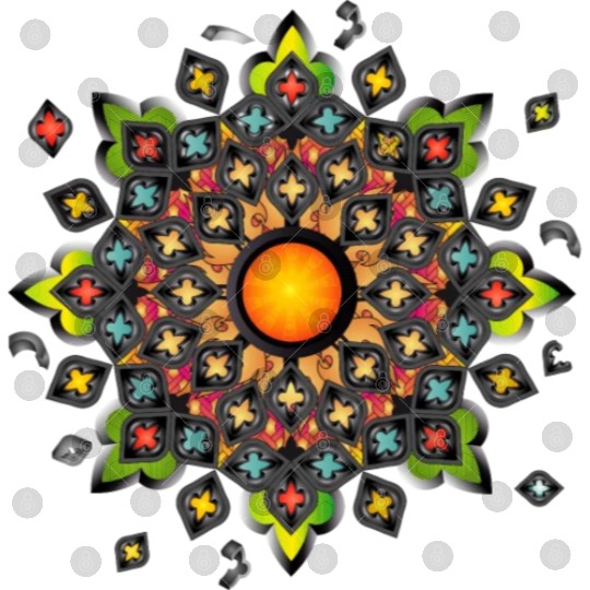 colorful gothic rosette church window ornament Digital Files