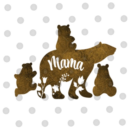 Mama Bear With 3 Baby Bear Cubs Following Mama Digital Files