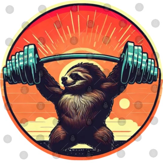 Sloth Dumbbells Fitness Sunset Digital Files