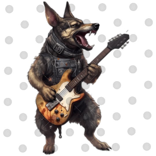 German Shepherd Dog Playing On Electric Guitar Digital Files