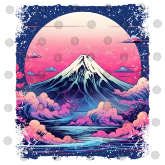 Vaporwave Volcano Aesthetic Japan Sight Mount Fuji Digital Files