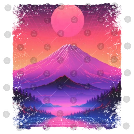 Mount Fuji Aesthetic Japan Sight Vaporwave Volcano Digital Files