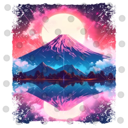 Mount Fuji Vaporwave Aesthetic Japan Sight Volcano Digital Files