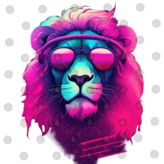 Synthwave Sun King Lion s Neon Shades Digital Files