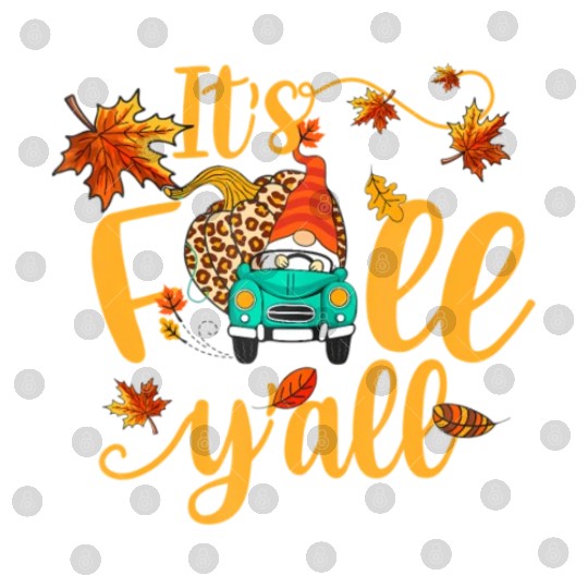 Autumn Gnome It's Fall Y'all Pumpkin Yellow Leaf Digital Files