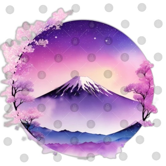 Japan Mount Fuji Dreamy Lo-Fi Style Retro Purple Digital Files