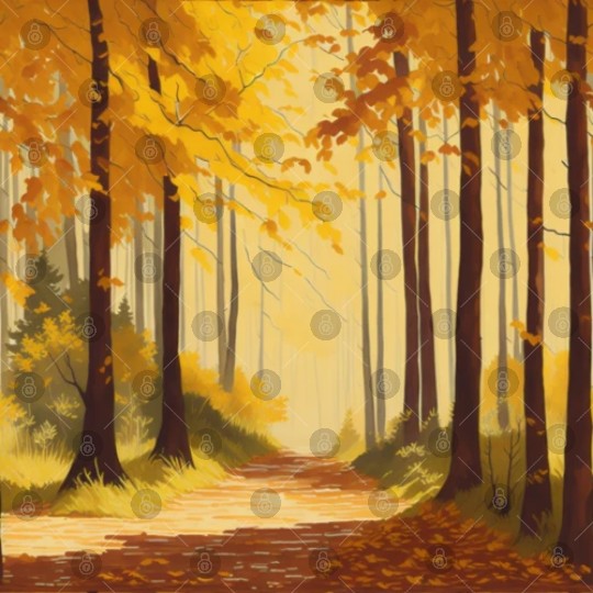 Whispers of Golden Autumn: A Serene Forest Retre Digital Files