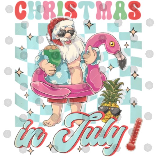 Christmas In July Groovy Santa Flamingo Float Digital Files