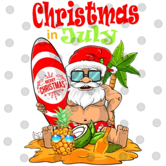 Christmas In July Funny Santa Summer Beach Digital Files
