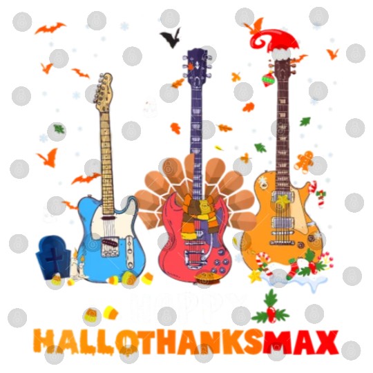 Guitar Happy Hallothanksmas Halloween Digital Files