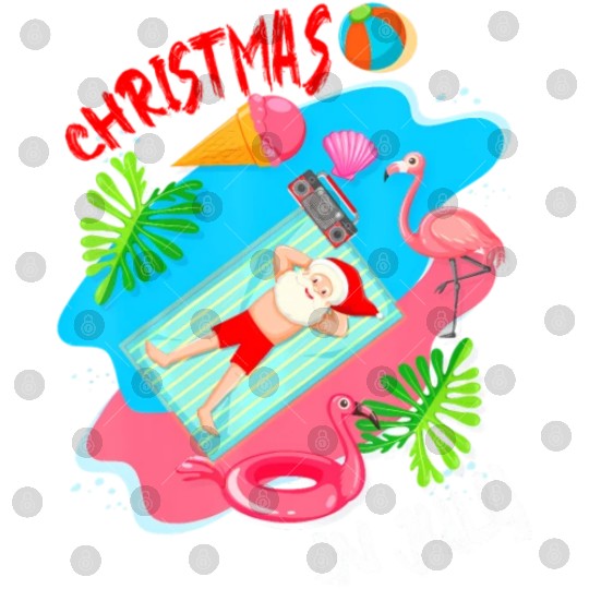 Christmas In July Santa Relaxing On Beach Cute Digital Files