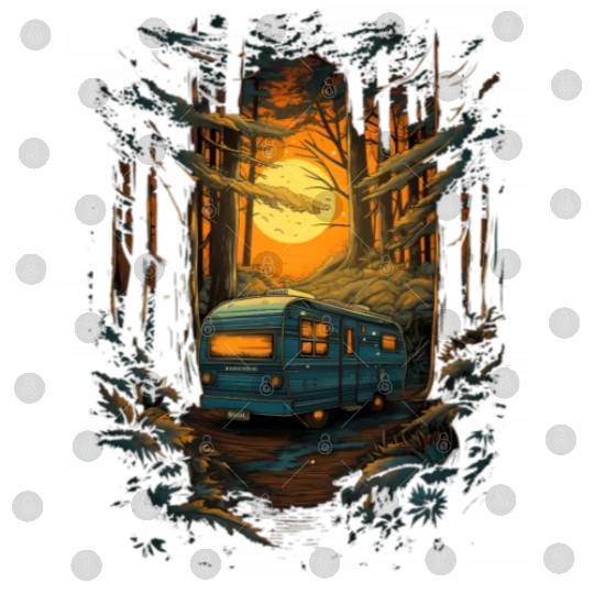 Rv Camping Camper Caravan Motorhome Forest Digital Files