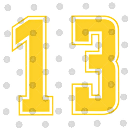 Yellow Number 13 Team Junior Sports Numbered Digital Files