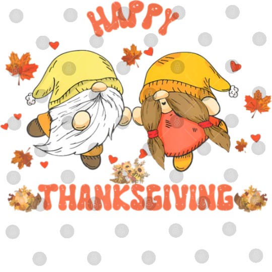 Happy Thanksgiving Gnomes Pumpkin Autumn Leaves Digital Files