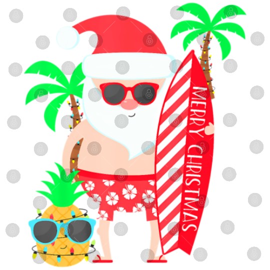Santa Surfing Hawaiian Beach Christmas In July Digital Files