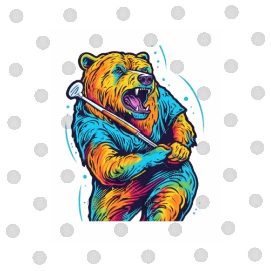 Golfer Grizzly Bear Golf Club Golfing Golf Player Digital Files