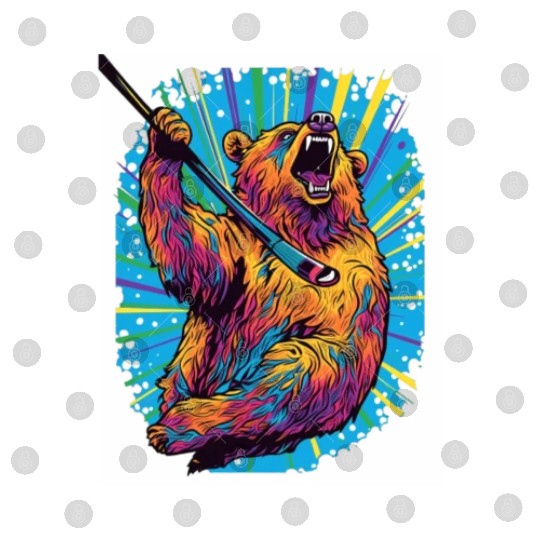 Golfer Grizzly Bear Golf Club Golfing Golf Player Digital Files