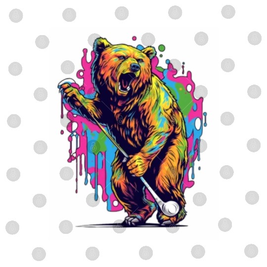 Golfer Grizzly Bear Golf Club Golfing Golf Player Digital Files