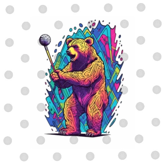 Golfer Grizzly Bear Golf Club Golfing Golf Player Digital Files