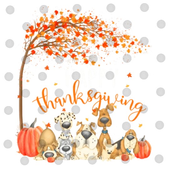 Cute Dogs Autumn Leaves Pumpkin Happy Digital Files