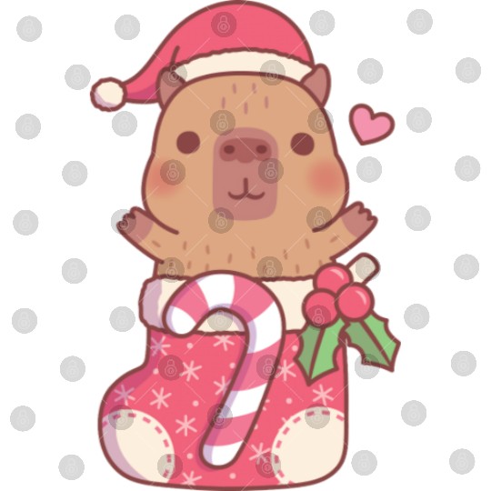 Cute Capybara In Christmas Stocking With Candy Digital Files