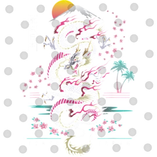 Japanese Dragon Asian Neon retro 80s style Digital Files