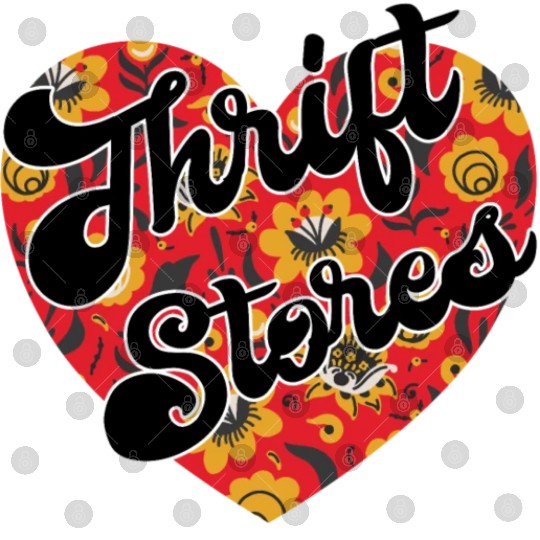 Thrift Stores red floral heart Digital Files