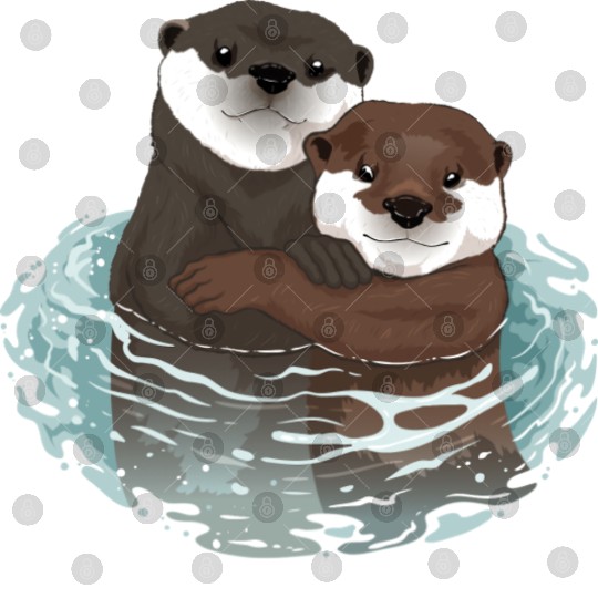 Otters Swimming Summer Digital Files