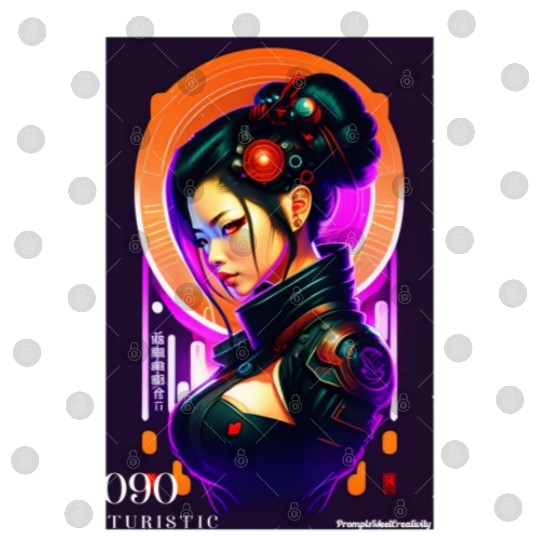 Futuristic Cyberpunk Anime Girl Digital Files