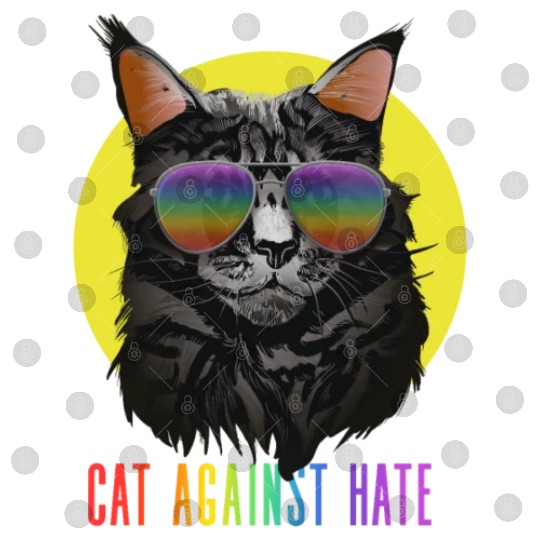 Cat Against Hate Rainbow Pride LGBTQIA+ Proud LGBT Digital Files