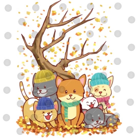 Cats Fall Autumn Leaf Tree Lover Season Fan Enjoy Digital Files