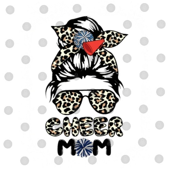 Cheer Mom Leopard Messy Bun Cheerleader Bleached M Digital Files