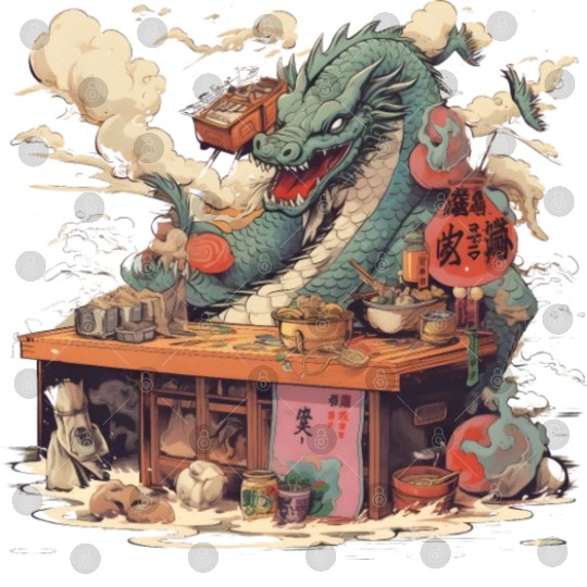 Sushi Dragon Japanesse Kawaii Digital Files