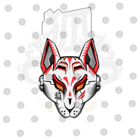 Kitsune mask Cyberpunk style Japanese spirit Digital Files