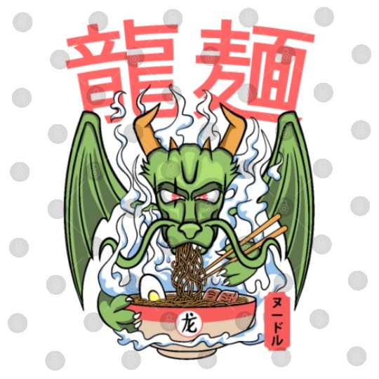 Dragon ramen noodles bowl Kawaii monstrous lizard Digital Files