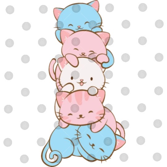 Transgender Pride Flag Cute Kawaii Cats Subtle Digital Files