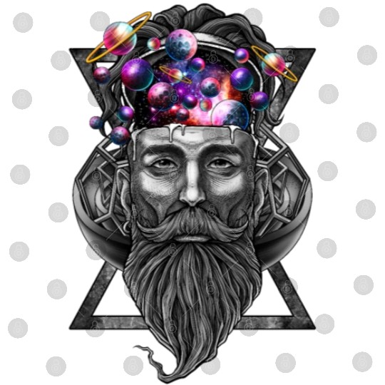 Long beard hipster trippy solar system Digital Files
