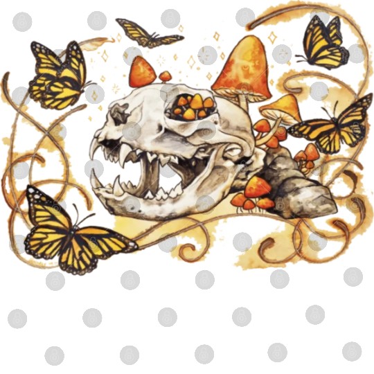 Cat Skull And Butterflies Digital Files