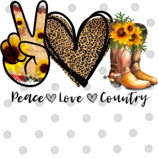 Sunflower Peace Love Country Cowgirl Midwest Boot Digital Files