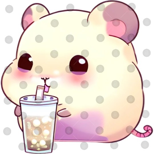 Kawaii hamster with bubble tea Digital Files