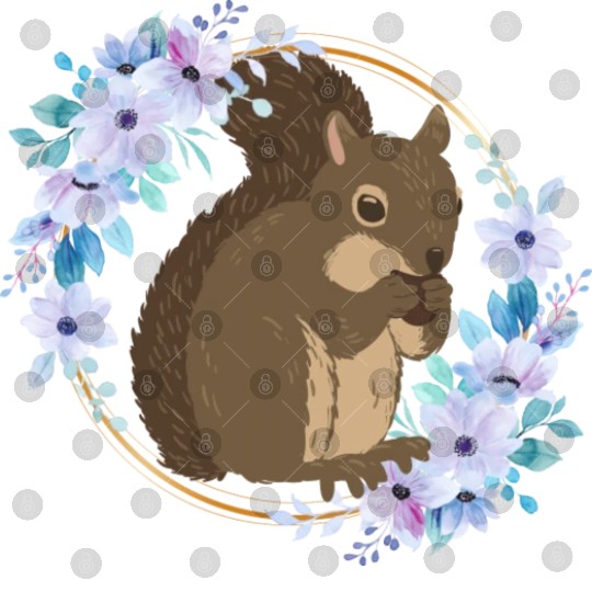 Flower Circle Squirrel Digital Files
