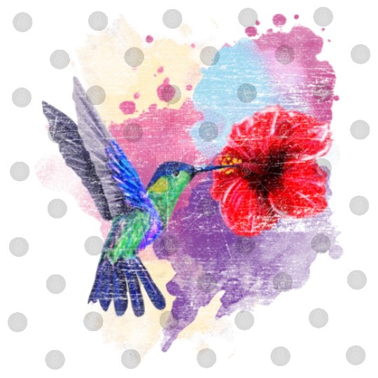 Pretty Bird Animal Hibiscus Flower Hummingbird Digital Files