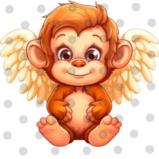 Cute Monkey Angel - Animalistic Fantasy Design Digital Files