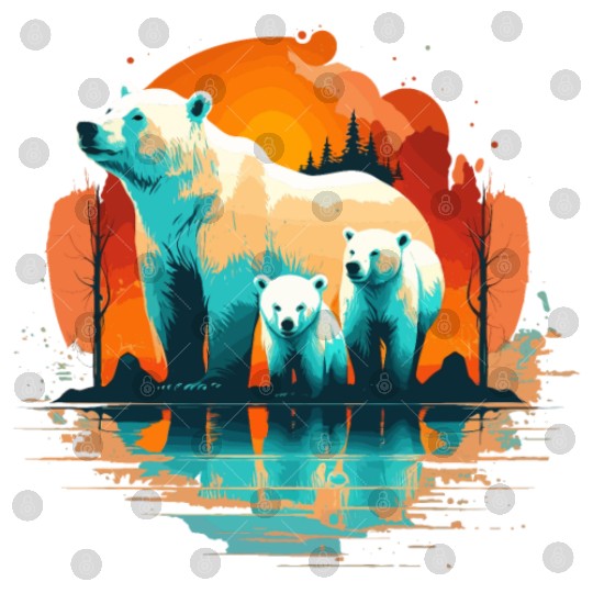 Polar Bear with cubs, Snow Spectrum Digital Files
